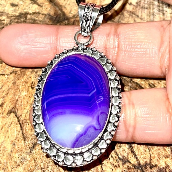 Purple Botsawana Agate Pendant 2” - Picture 1 of 8
